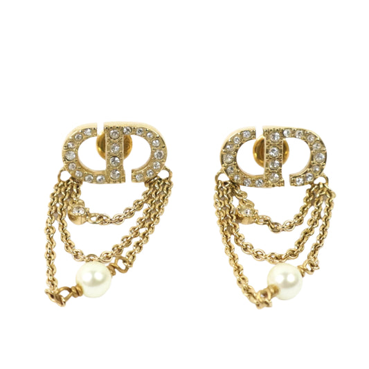 Christian Dior Earrings Petit CD Crystal Pearl