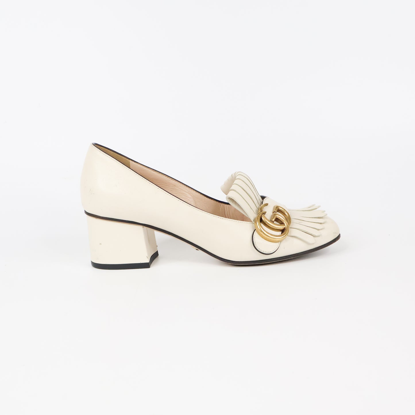 Gucci Loafers Pumps Marmont Fringe Ivory 36.5