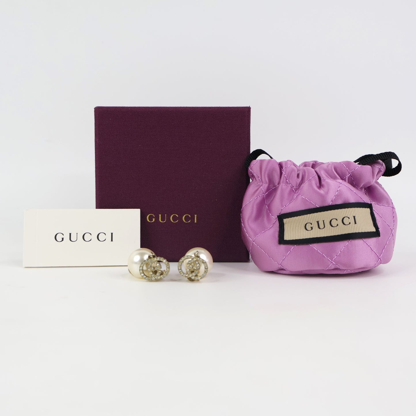 Gucci Earrings GG Crystal Pearl Drop