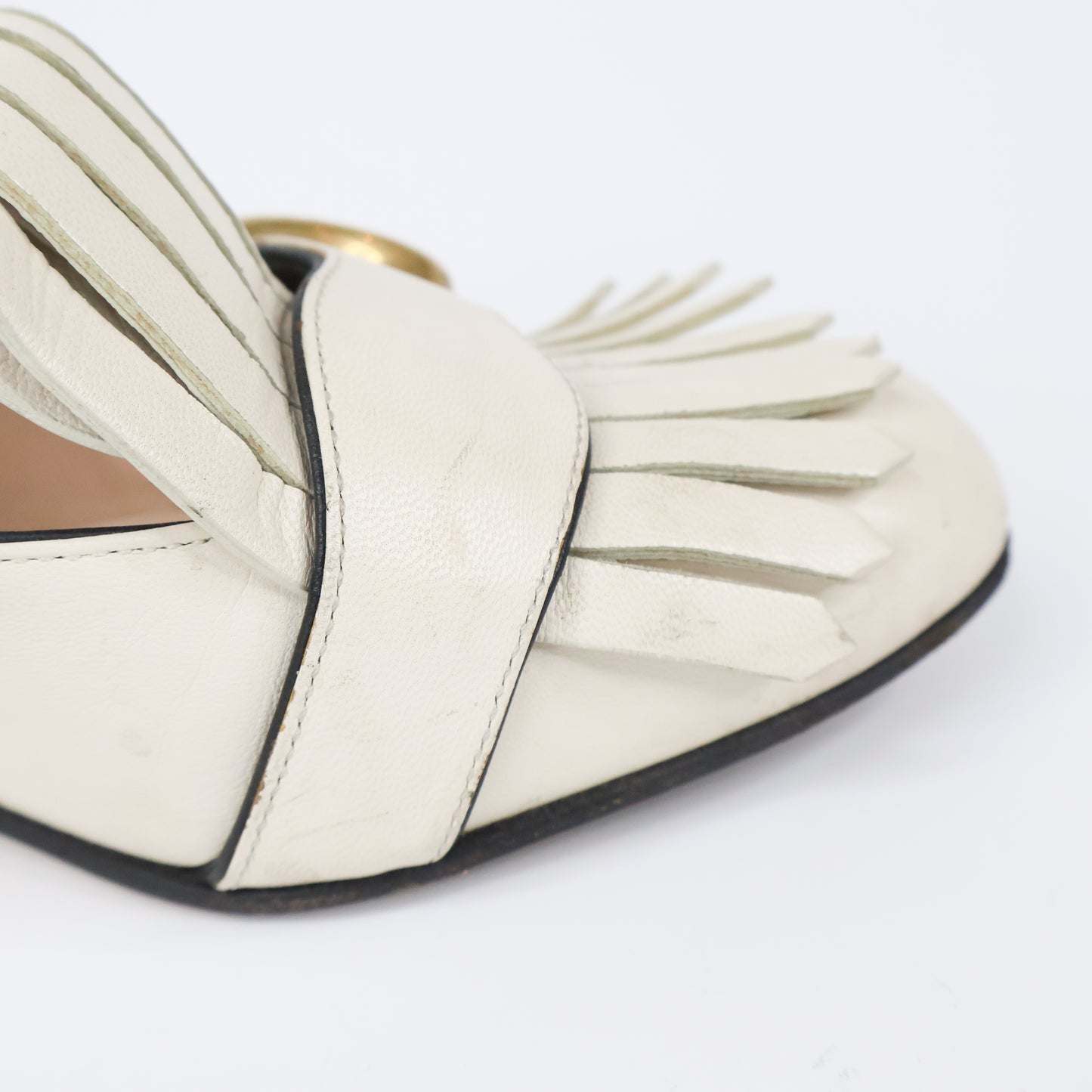 Gucci Loafers Pumps Marmont Fringe Ivory 36.5