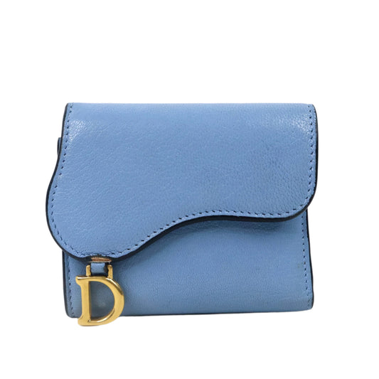 Christian Dior Saddle Lotus Wallet Cloud Blue