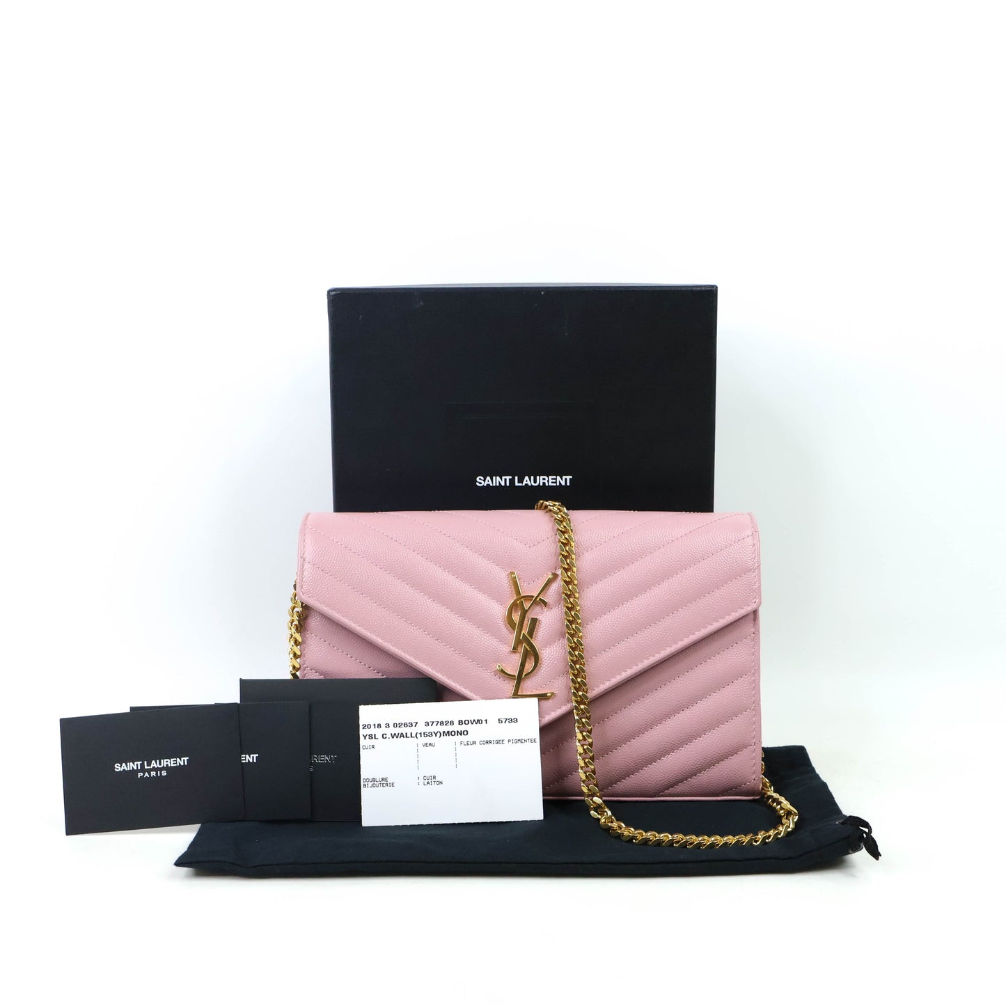 Saint Laurent Wallet On Chain Chevron Pink