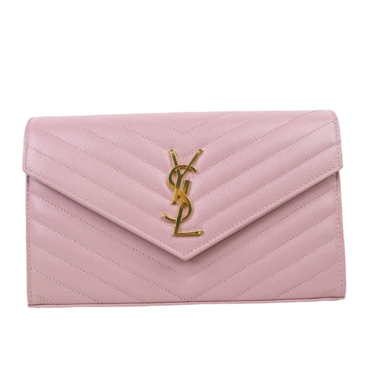 Saint Laurent Wallet On Chain Chevron Pink