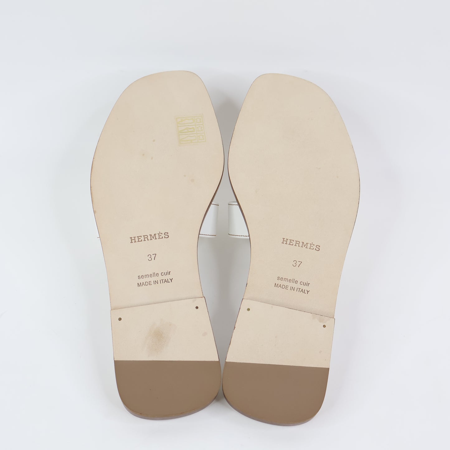 Hermes Oran Sandals White 37