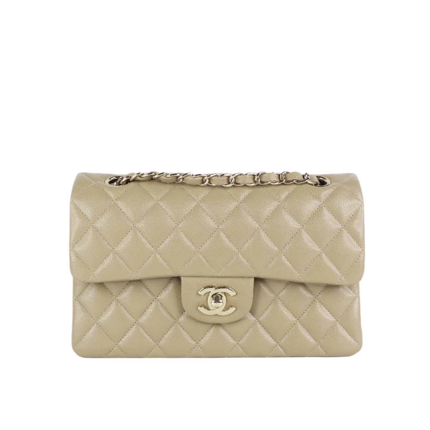 Chanel Caviar Classic 9" Dark Beige