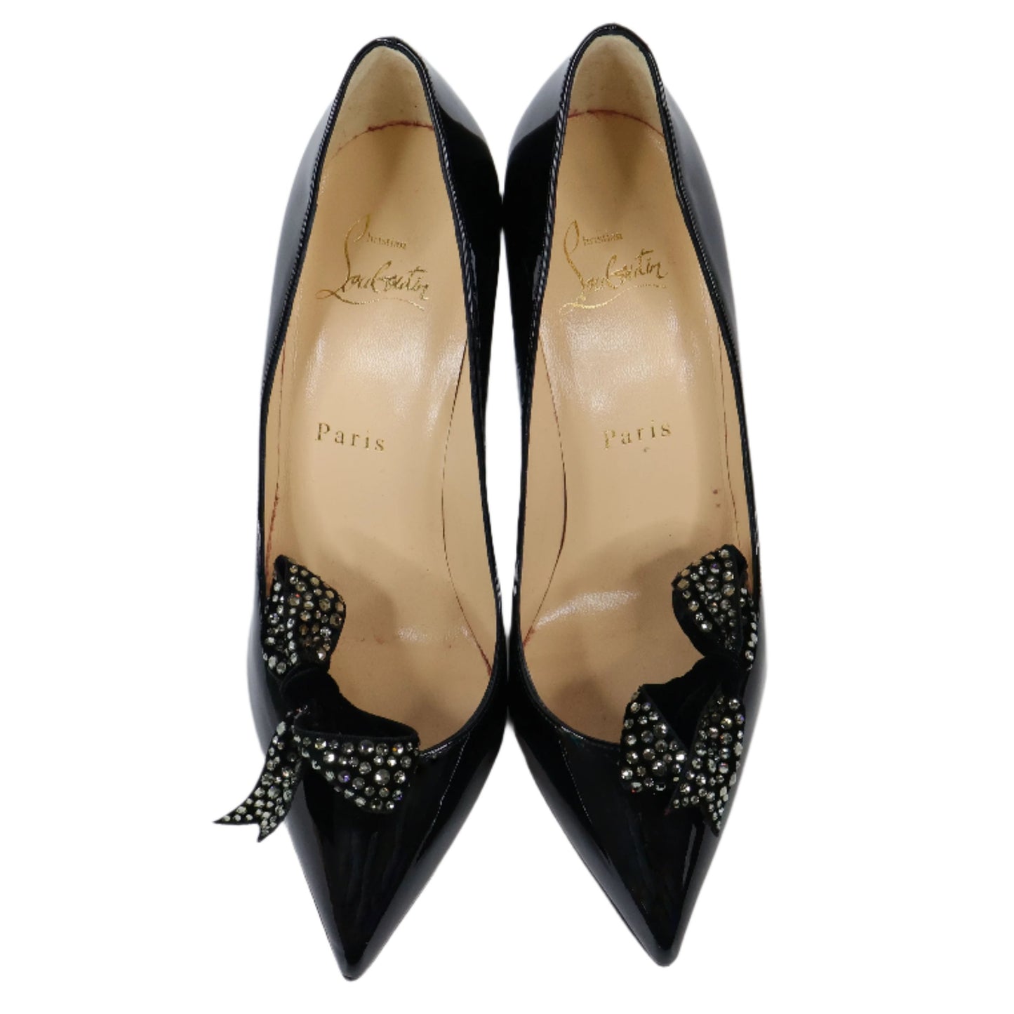 Christian Louboutin Velvet Madame Menule Patent Pumps Black 37