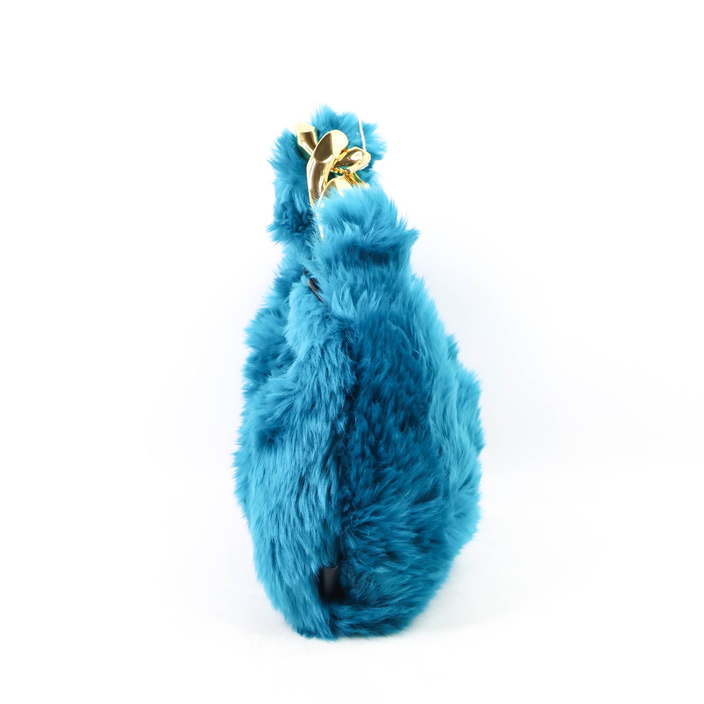 JW Anderson Chain-Embellished Faux fur Shoulder Bag Blue