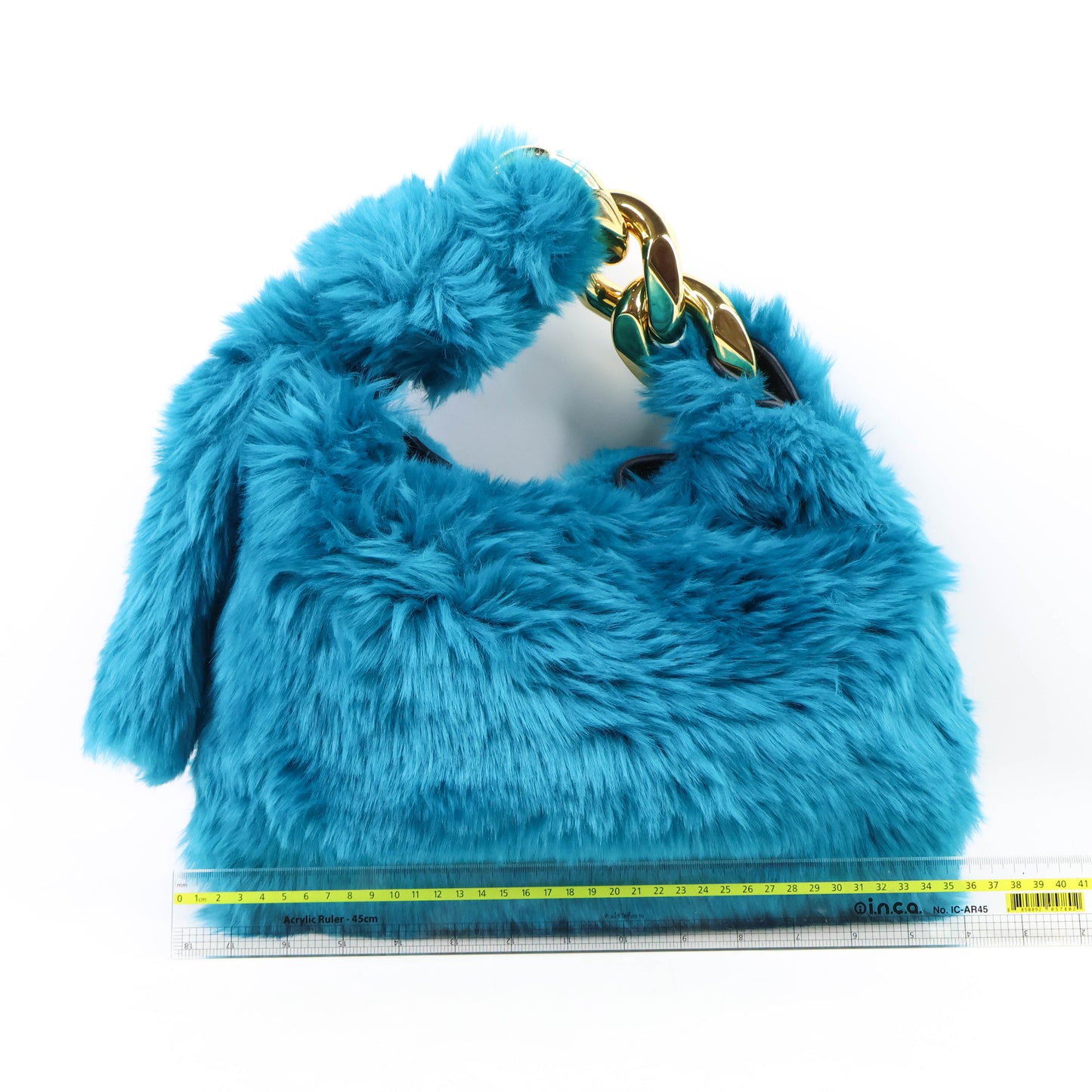 JW Anderson Chain-Embellished Faux fur Shoulder Bag Blue