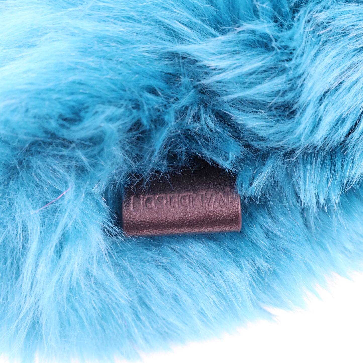 JW Anderson Chain-Embellished Faux fur Shoulder Bag Blue