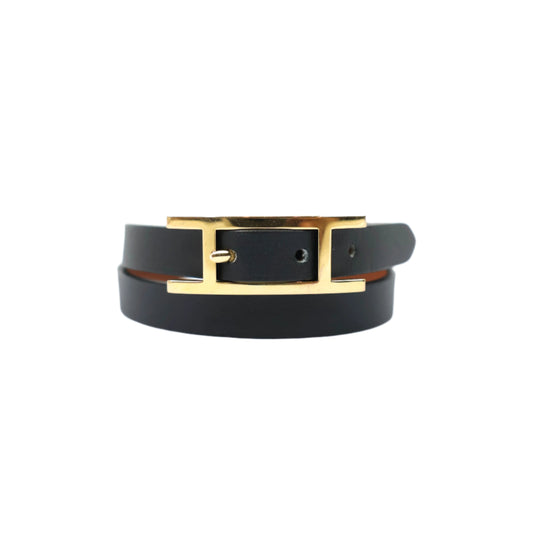 Hermes Behapi Double Tour Bracelet Black