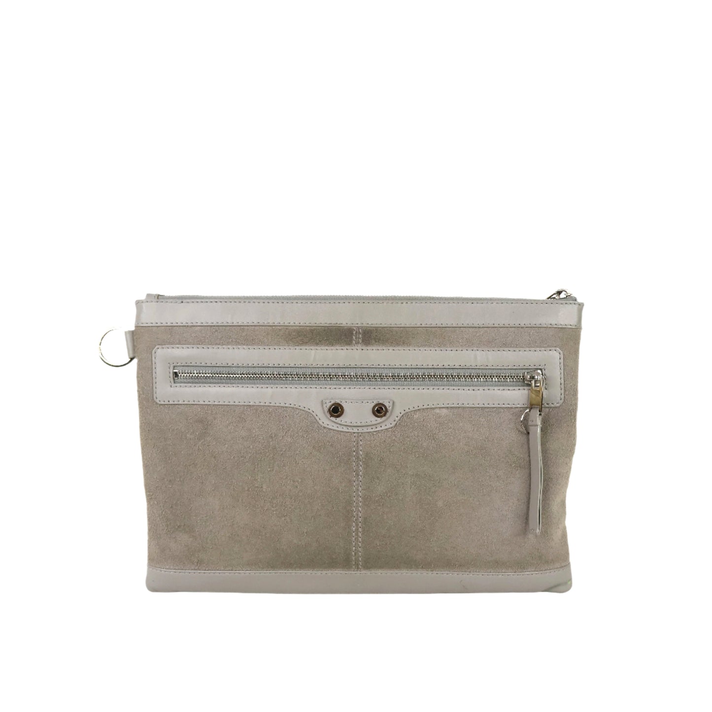 Balenciaga Zip Clutch Grey Suede