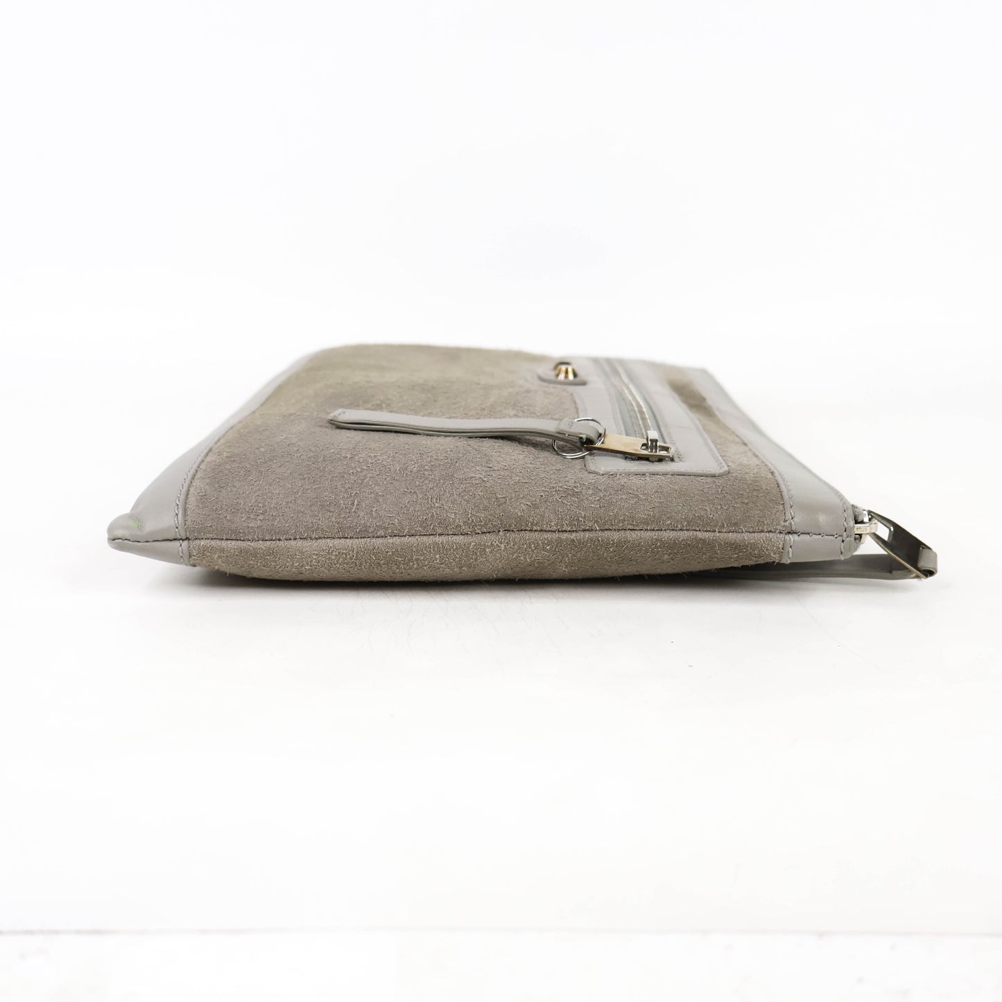 Balenciaga Zip Clutch Grey Suede