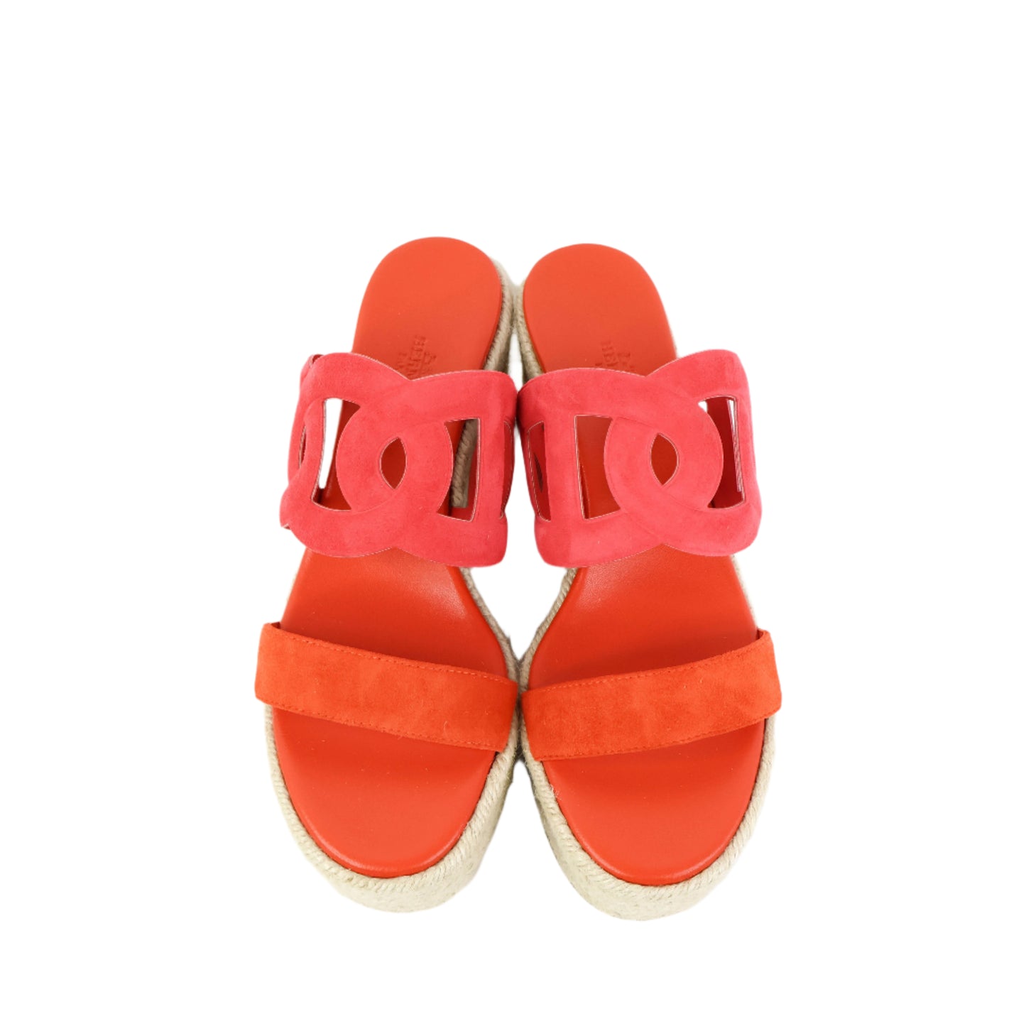 Hermes Ithea 30 Espadrilles Rouge Cinetique Orange Capucine 39