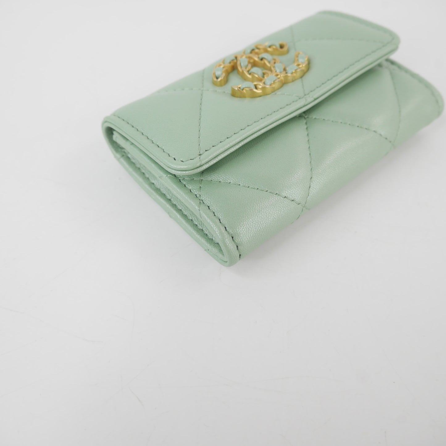 Chanel 19 Card Holder Green Lambskin