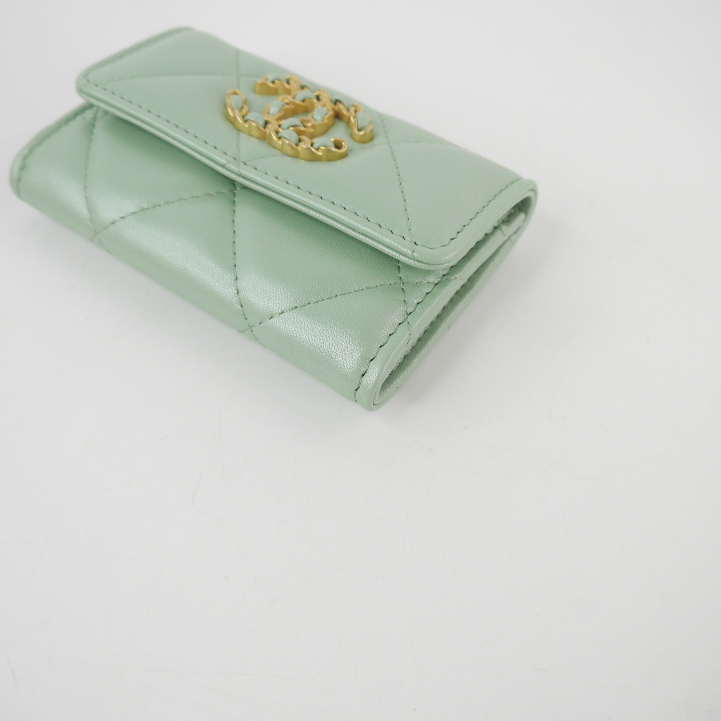 Chanel 19 Card Holder Green Lambskin