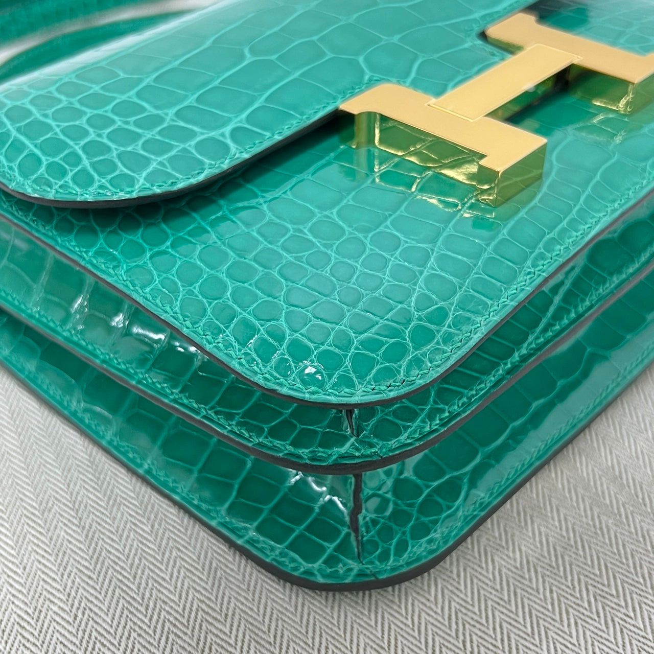 Hermes Shiny Alligator Constance 18 Vert Jade