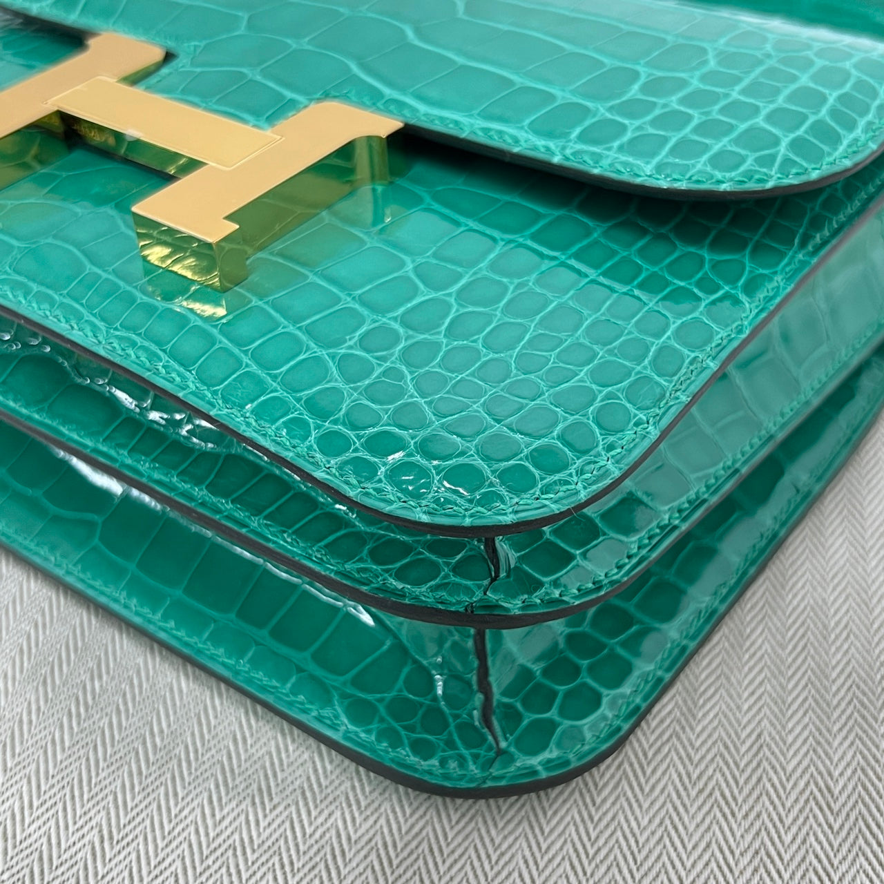 Hermes Shiny Alligator Constance 18 Vert Jade