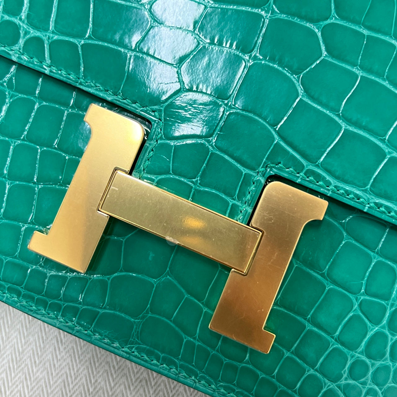 Hermes Shiny Alligator Constance 18 Vert Jade