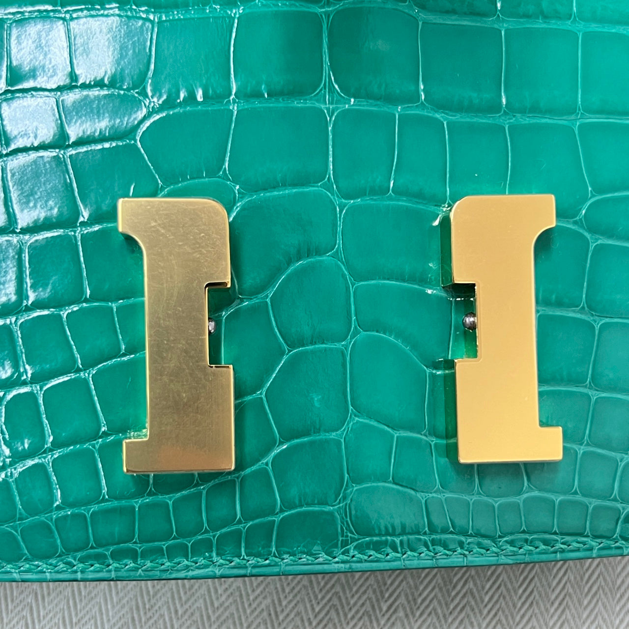 Hermes Shiny Alligator Constance 18 Vert Jade