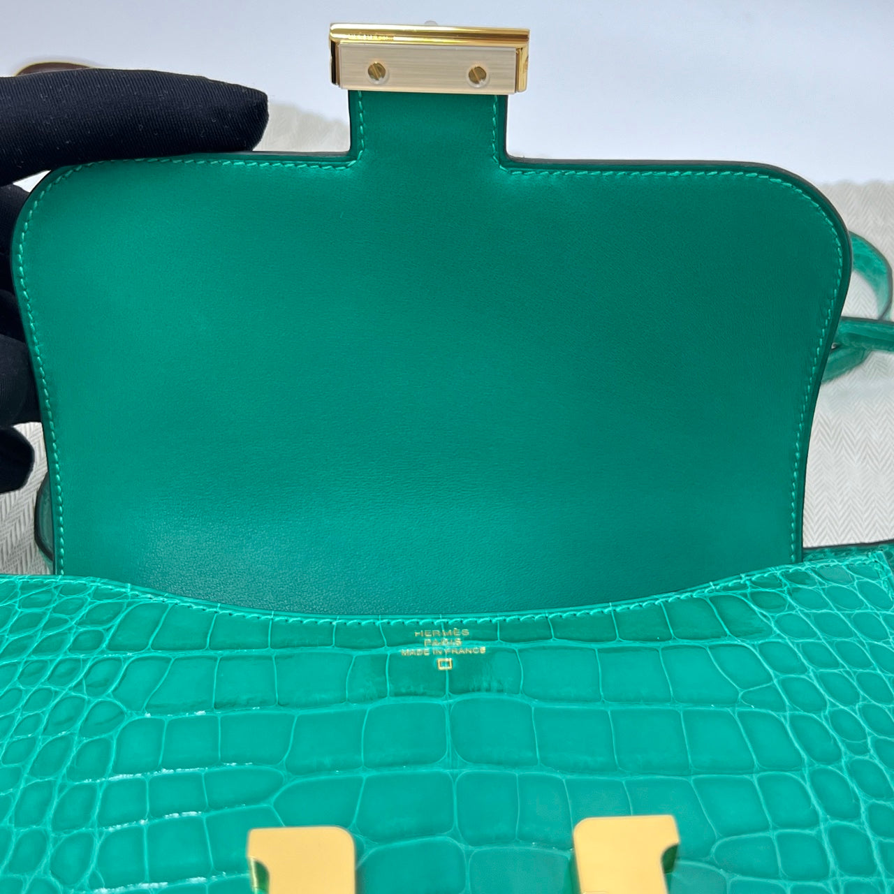 Hermes Shiny Alligator Constance 18 Vert Jade